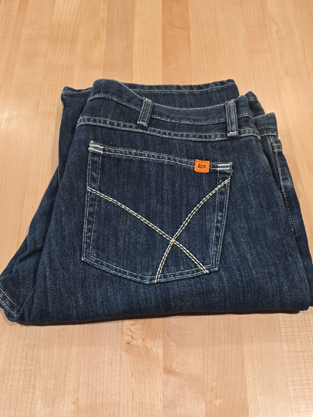 Wrangler 20X FR Men's Dark Blue Straight Leg Jeans 38x34